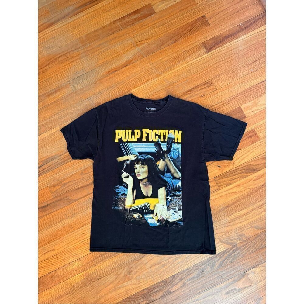Pulp Fiction Unisex Black Uma Thurman Movie Graphic Print T-Shirt Large